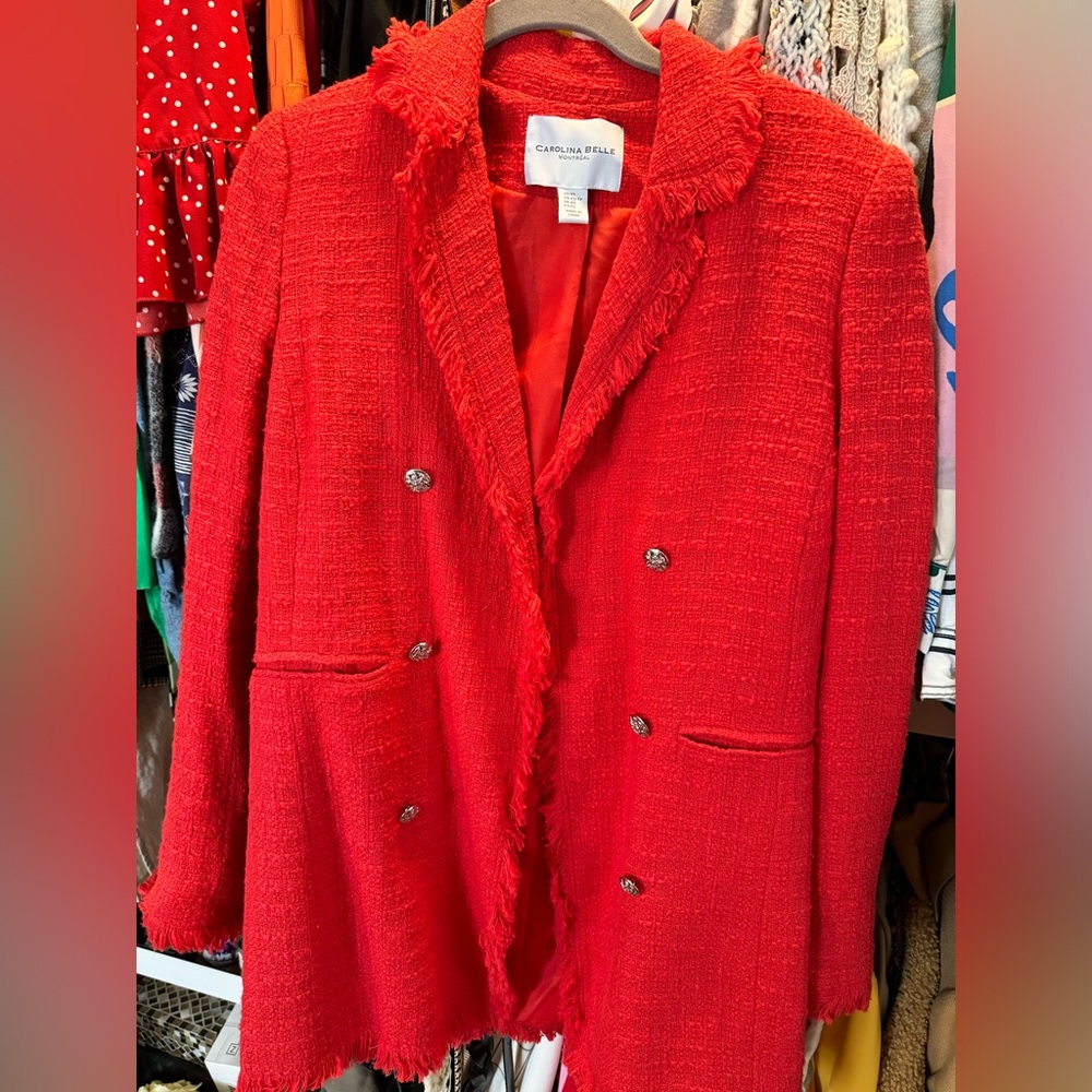 Red tweed blazer
